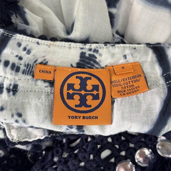 Tory Burch Tunic Womens 6 Tie Dye Mirror Embellished Boho Festival Top Beachy - Picture 3 of 12